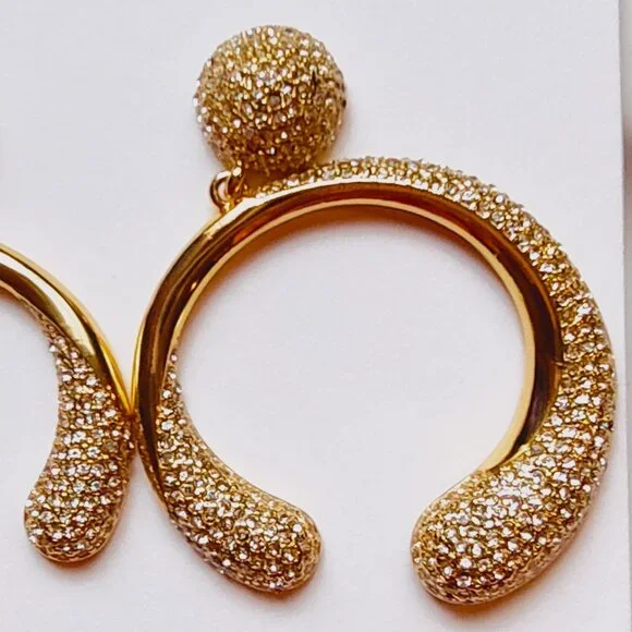 J.CREW PAVE CRYSTAL CIRCLE EARRINGS - Picture 5 of 10